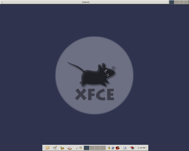 Shows typical XFce session. Contains the panel, the file
	    manager, and several settings dialogs open.
	  