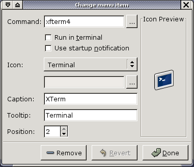 Shows properties dialog for menu items.
	    