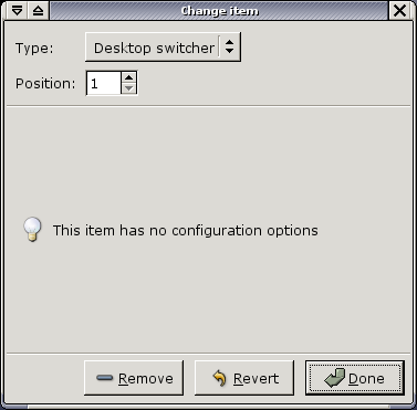 Shows properties dialog for item without options.
	      