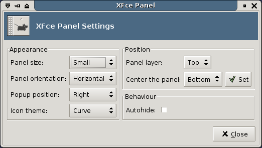 Shows properties dialog for global panel settings.
	  