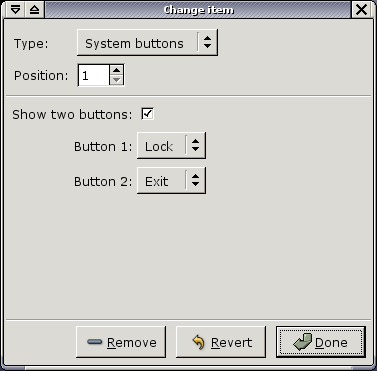 Shows properties dialog for systembuttons item.
	      