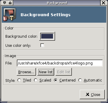 Shows background settings dialog.
	  