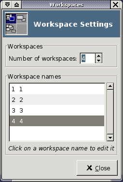 Shows workspace settings dialog.
	  